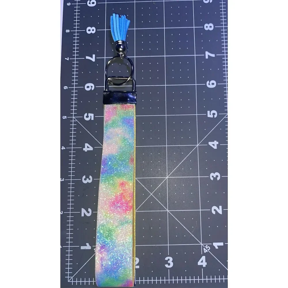☀️3/$9☀️ Tye Dye and Glitter Faux Leather Keychain Holder